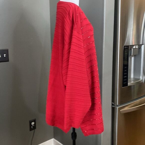 Lane Bryant Sweater Womens Red Top Long Sleeve Casual Ladies Beaded - Picture 8 of 13